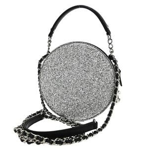 Chanel PVC Evening On The Moon Round Evening Glittered With Patent Bag Silver